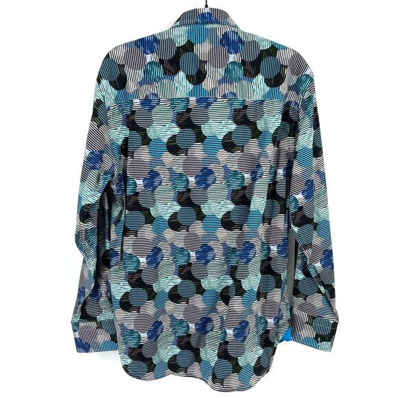 Visconti Black Geometric Circle Stripe Button Up Dress Shirt Size Small - Picture 2 of 7